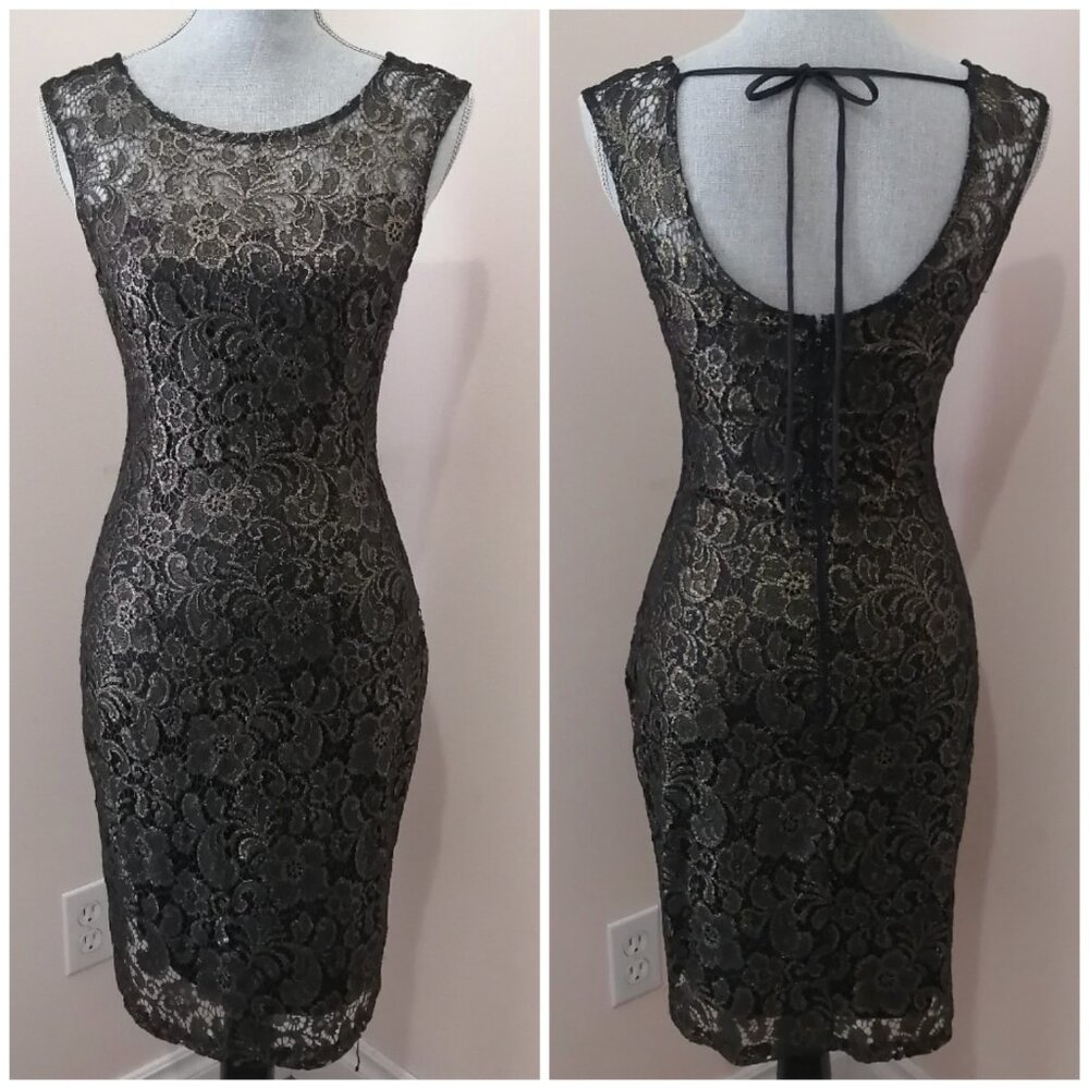 🇨🇦 Black & Gold LeChateau Sheath Dress-- NWT and Made in Canada!